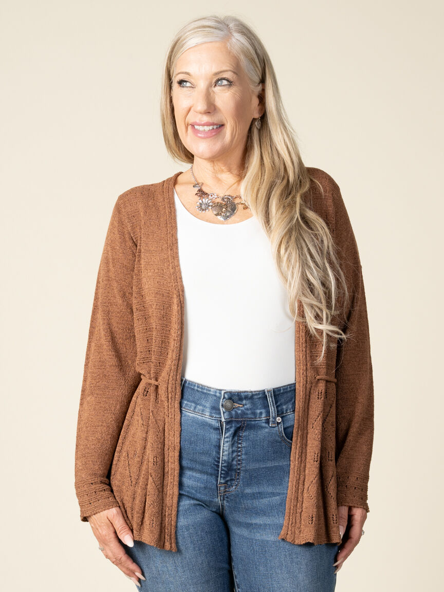 Long Sleeve Open Front Knitted Cardigan Image 4