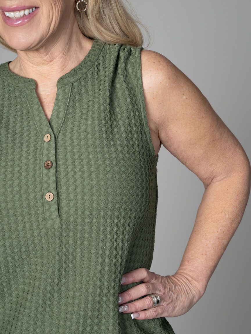 Sleeveless Henley Top