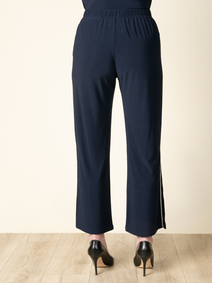 Flowy Pull-On Pants With Side Slits and Hotfix