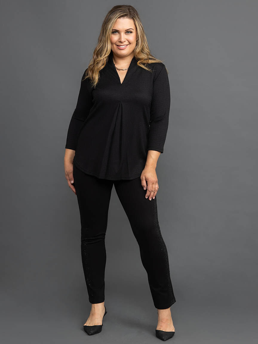 Textured &frac34; Sleeve Top Image 1