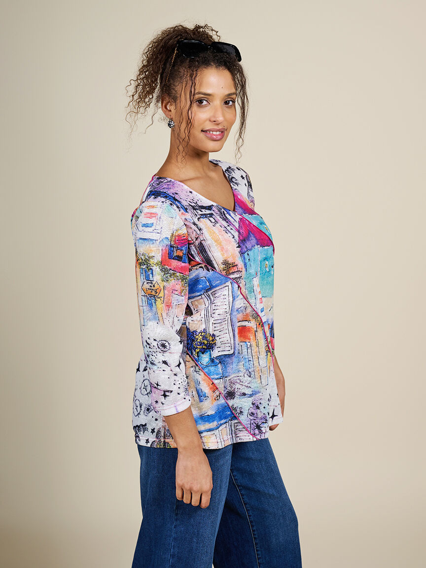 &frac34; Sleeve Slub Knit Top  Image 3