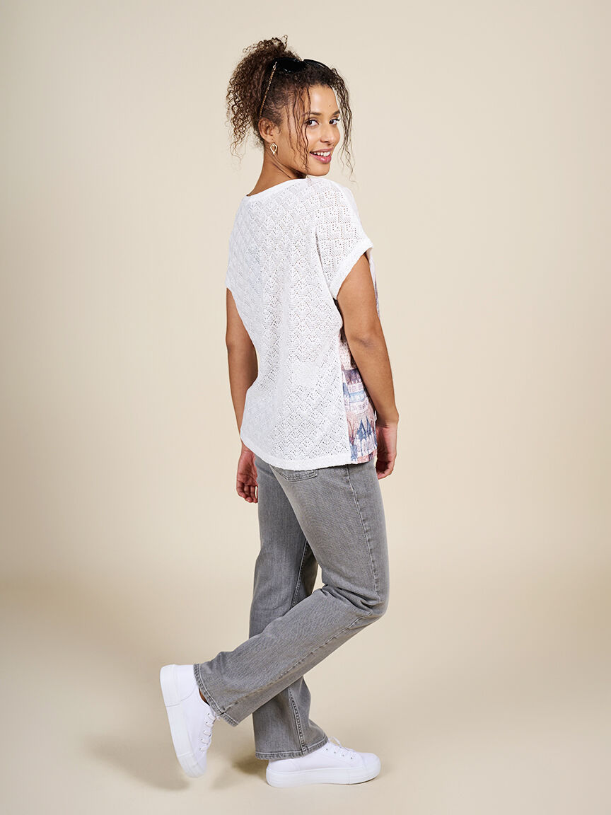 Short Sleeve Crochet Sweater 