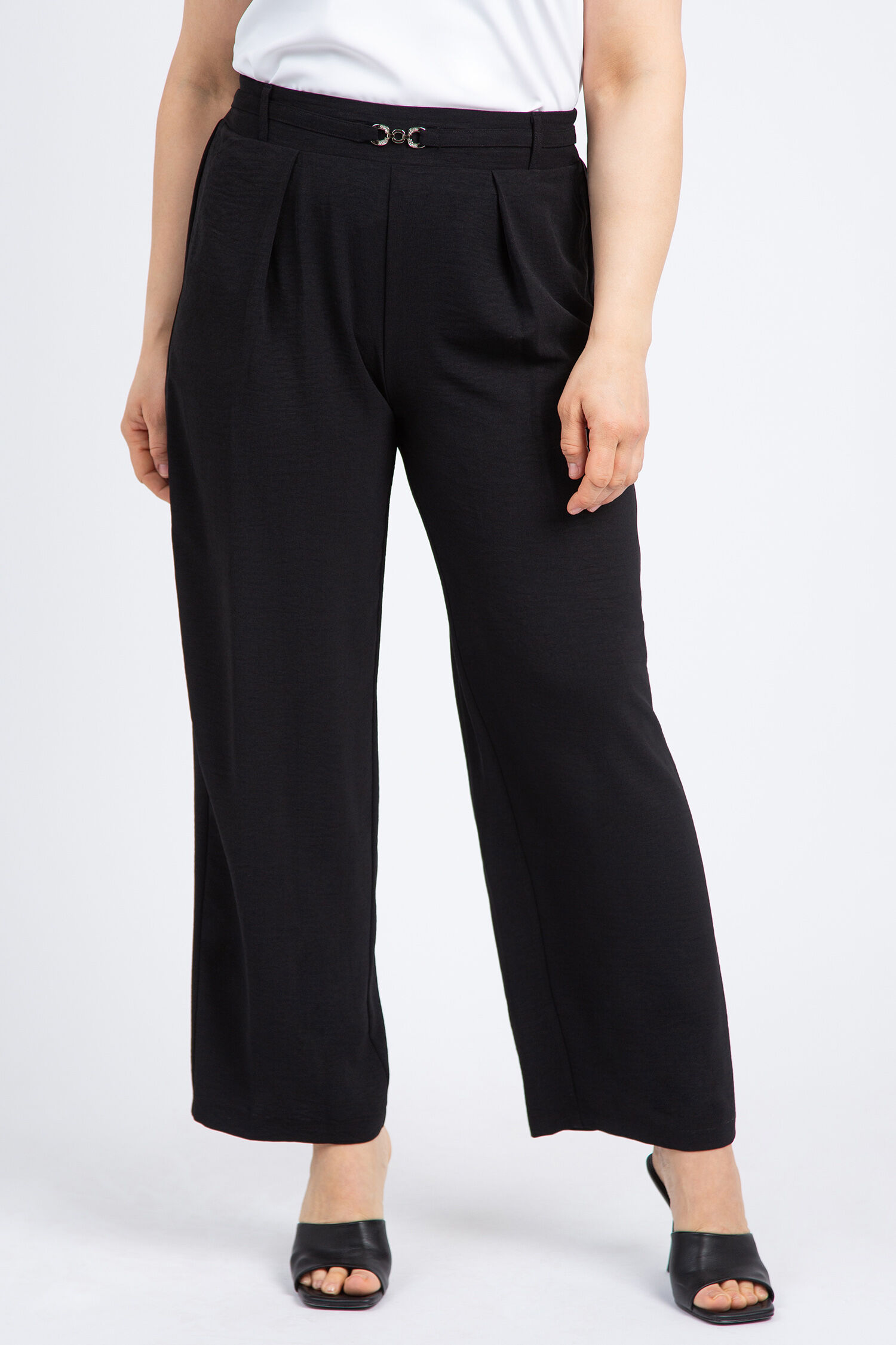Wide Leg Trouser w/ Belt Image 1