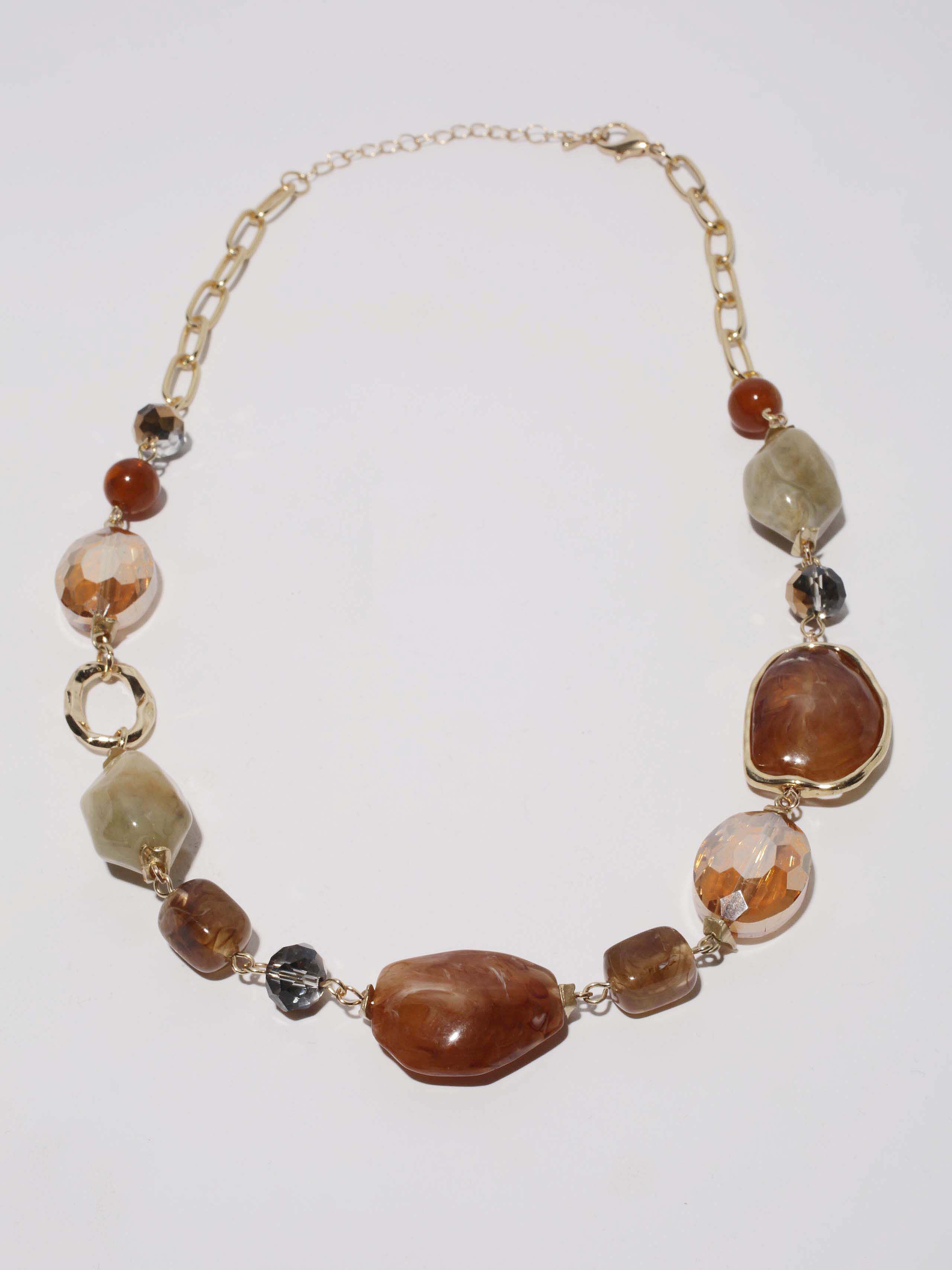 Chunky Amber & Gold Necklace Set Image 2