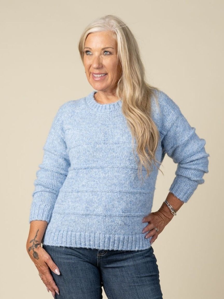 Heathered Knit Long Sleeve Crew Neck Image 2