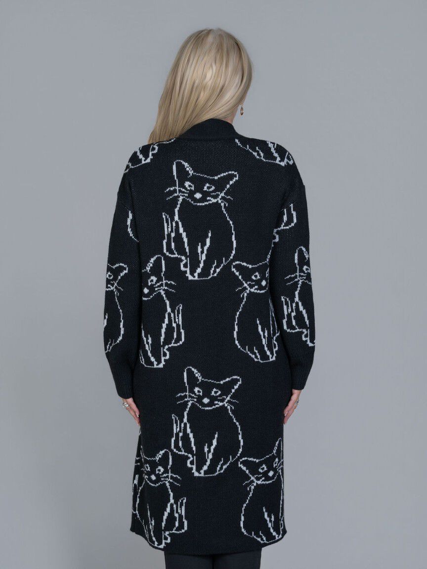 Open Front Cat Knit Coatigan