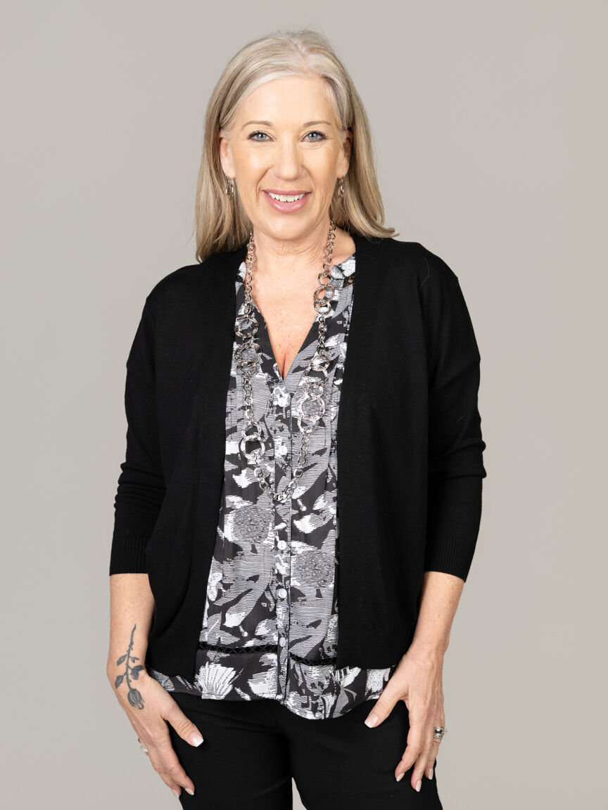 Lightweight 3/4 Sleeve Open Front Cardigan Image 1