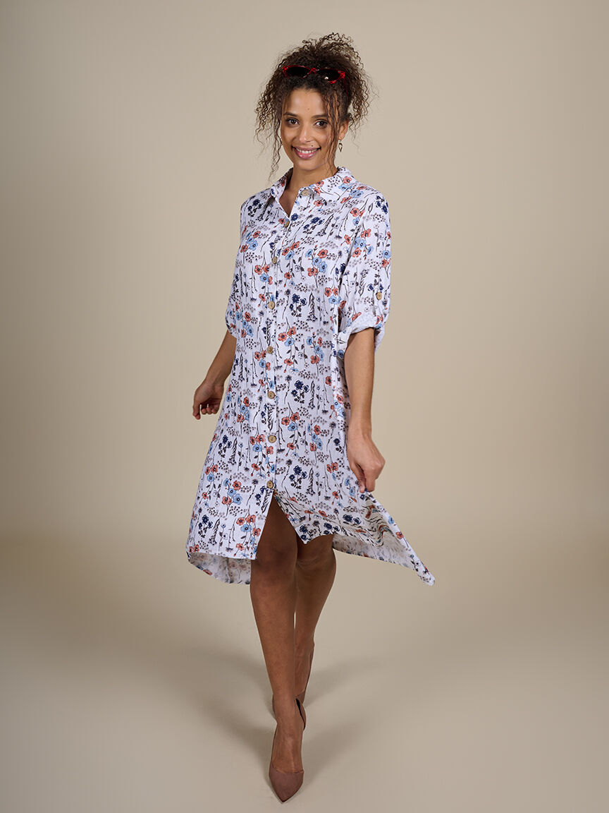 3/4 Sleeve Linen Midi Dress Image 5