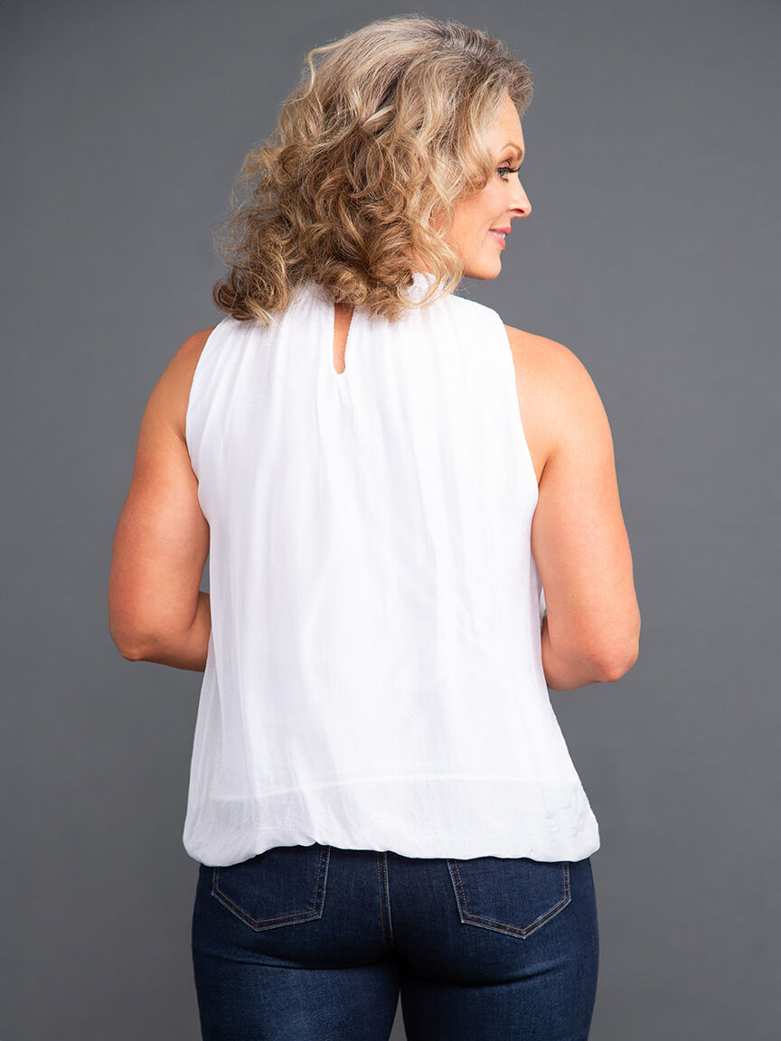 Sleeveless Balloon Hem Silk Top Image 4