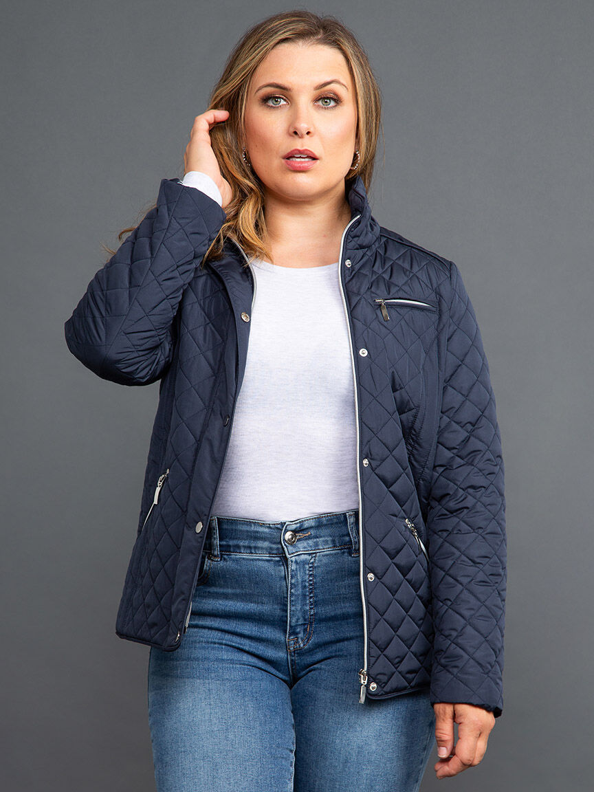 Diamond Quilted Zip-Up Jacket  Image 6