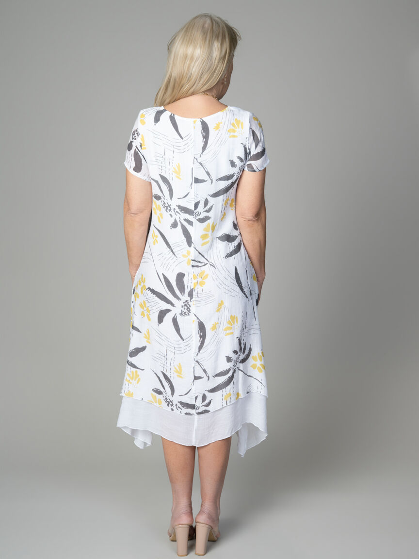 Midi Dress with Layered Overlay