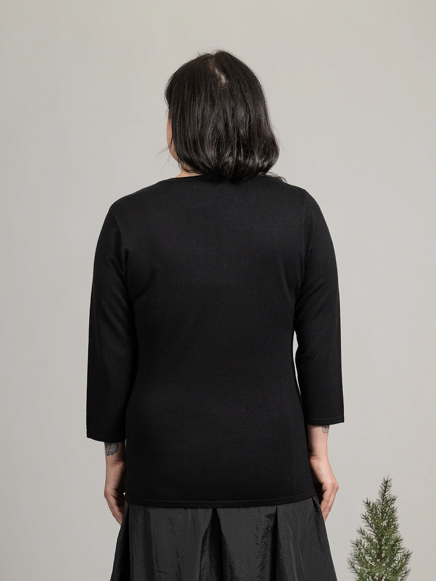 3/4 Sleeve Gem-Embellished Sweater