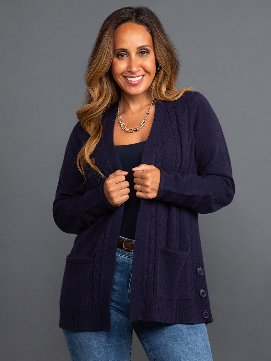 Open Front Cable Knit Cardigan Image 2