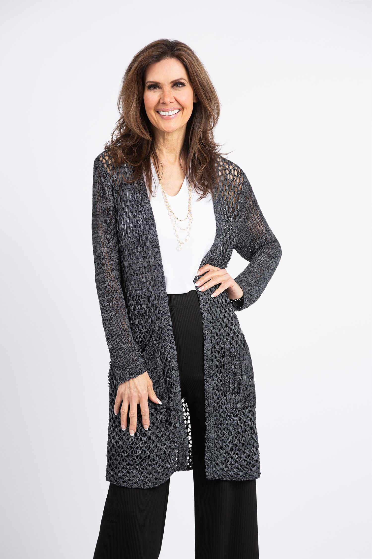 Twist Yarn Longline Cardigan Image 1