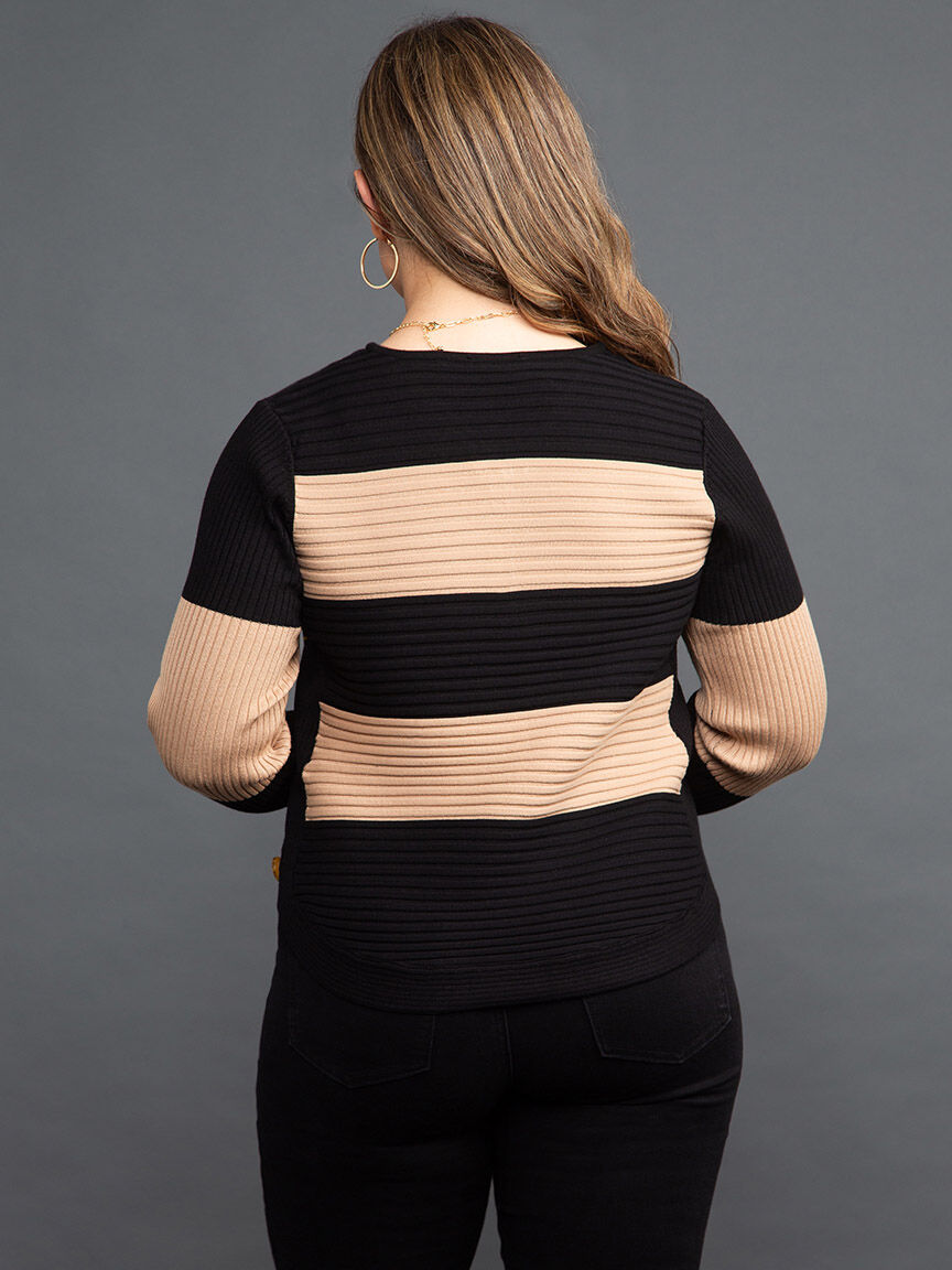 Zip Neck Ottoman Rib Long Sleeve Top Image 4