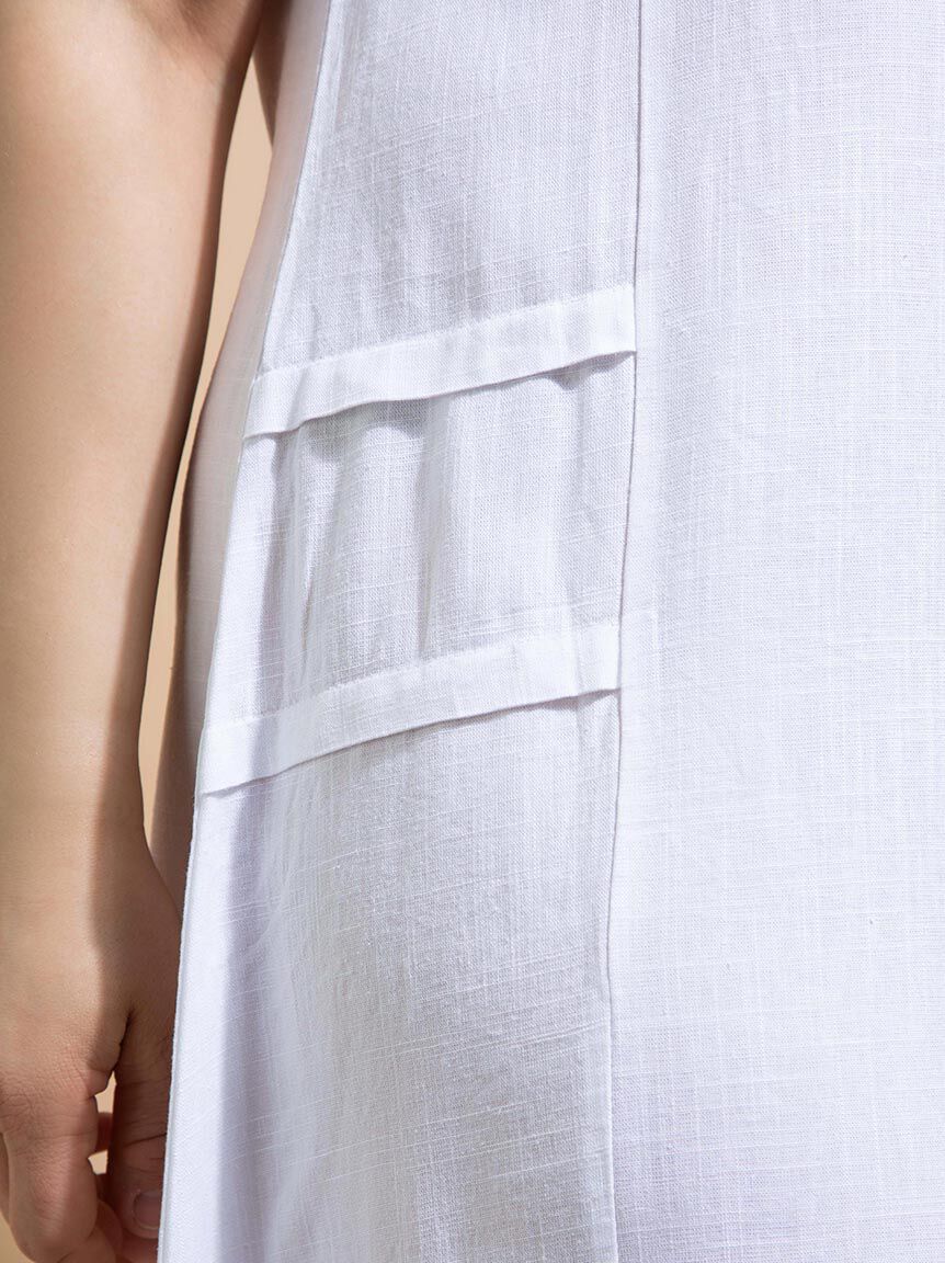 Short Sleeve Linen Midi Dress Image 4