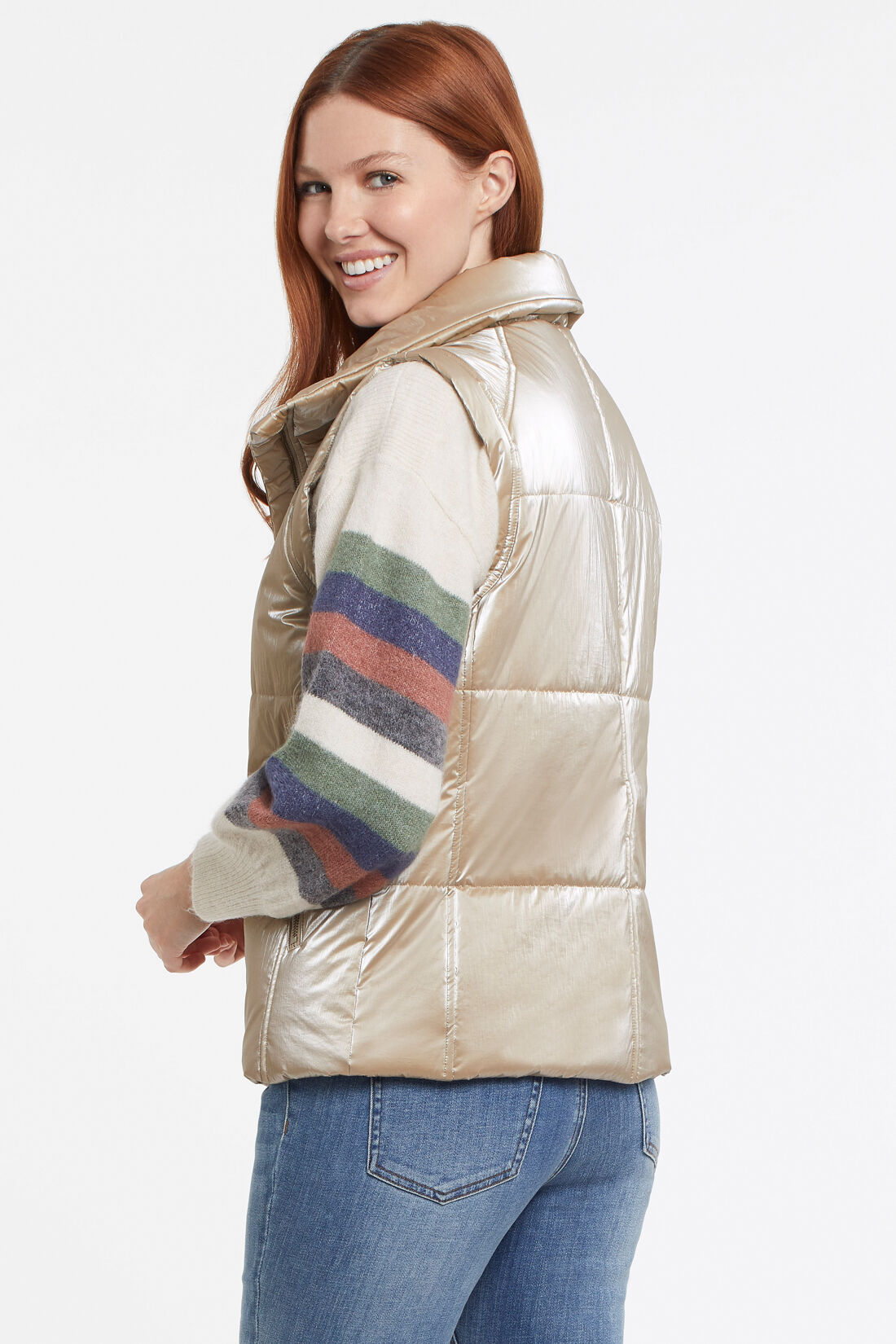 Gold Quilted Puffer Vest Image 3