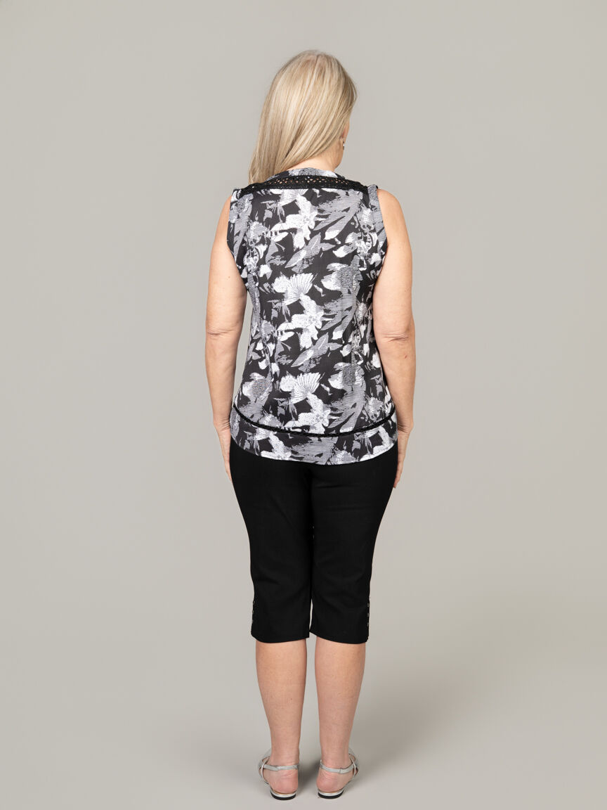Sleeveless Blouse with Split V Neck