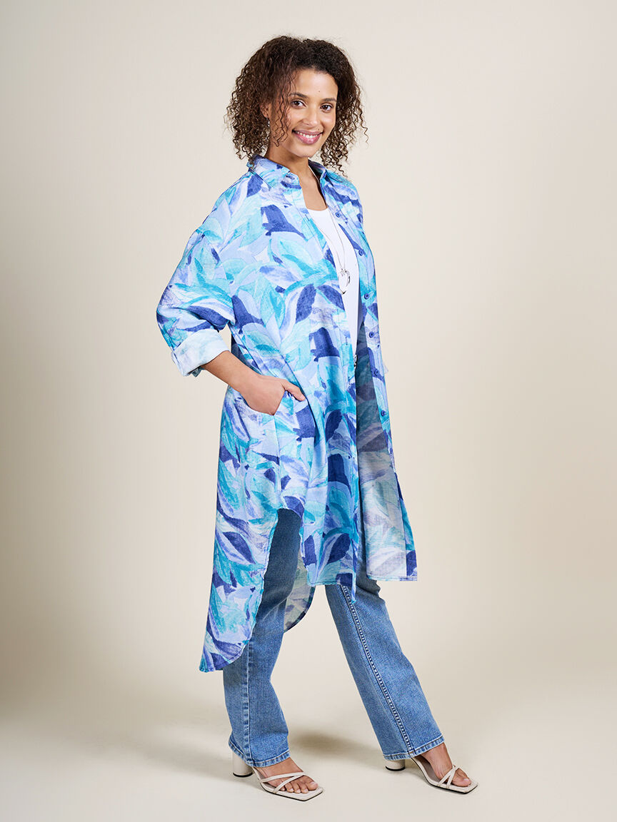 &frac34; Sleeve Button Up Tunic  Image 3