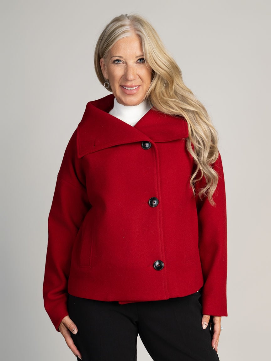 Sleek Funnel Neck Coat Image 1