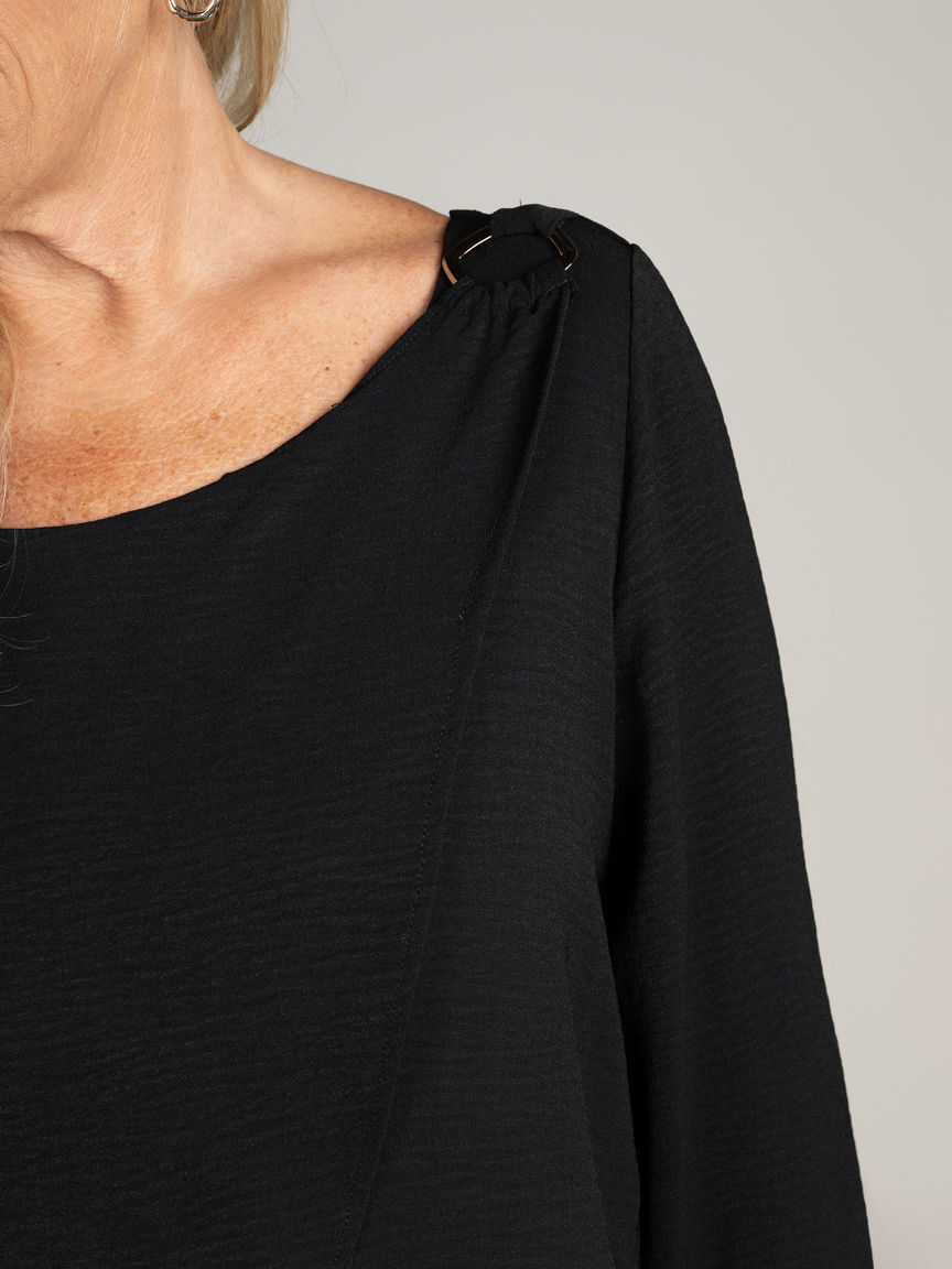 Flowy Long Sleeve Top With Front Split