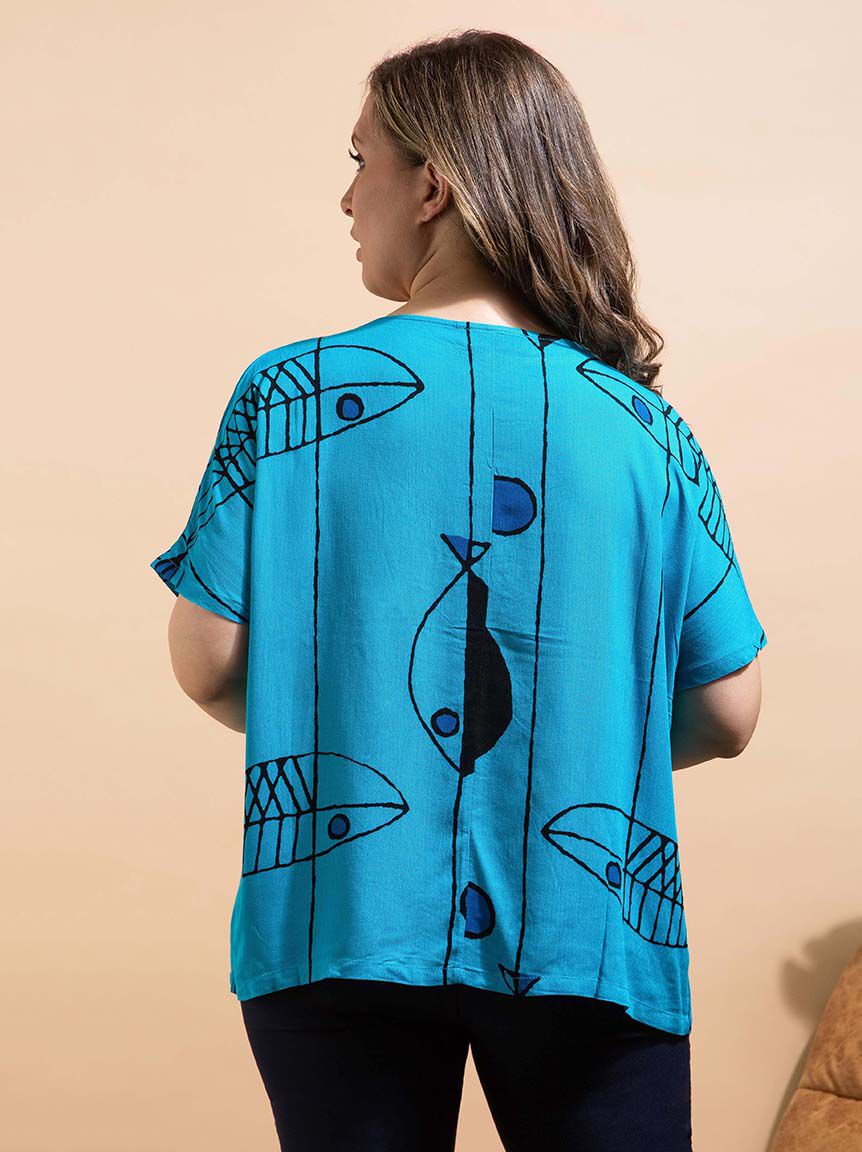 Oversize Fish Print Top Image 4
