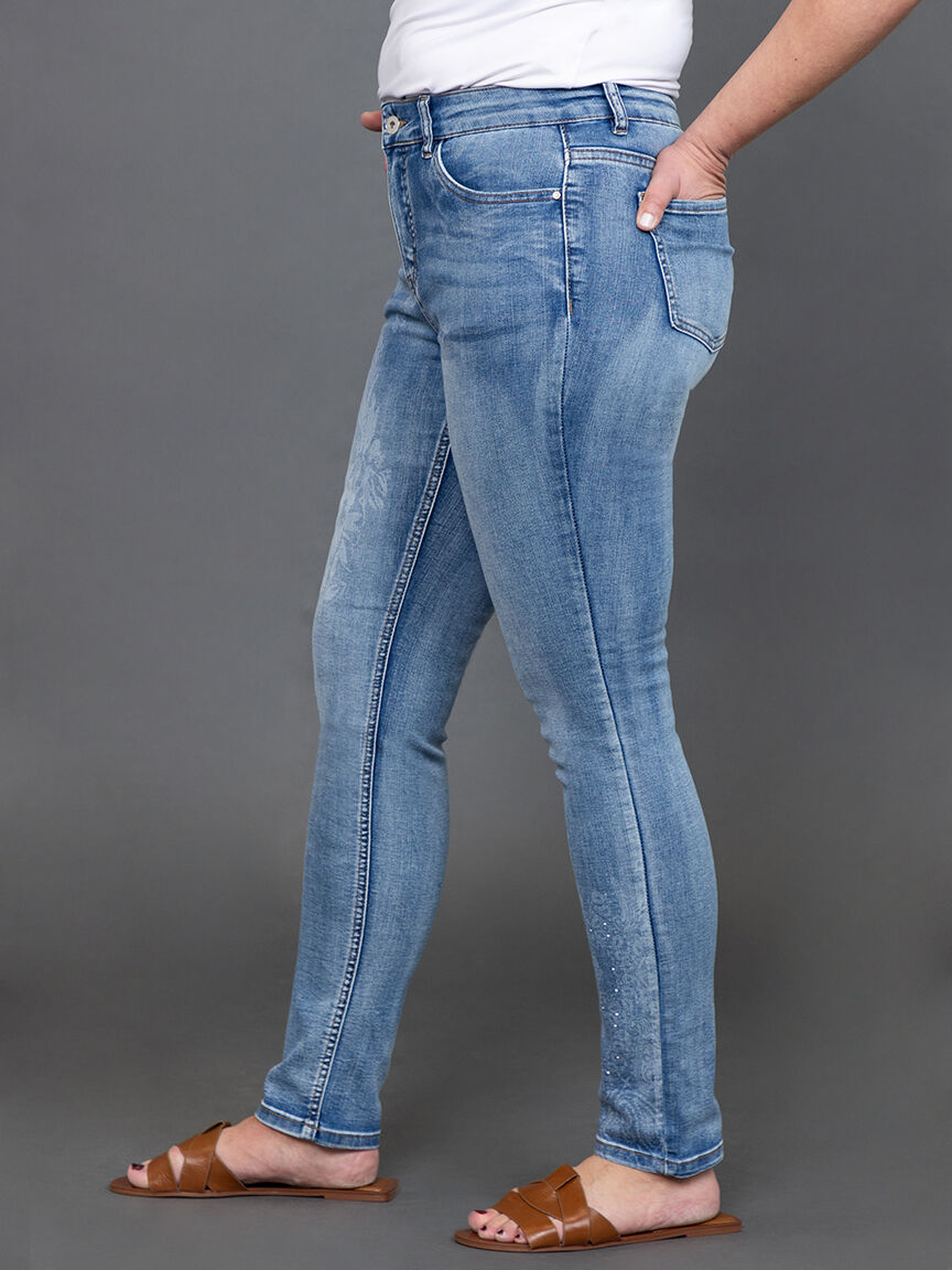 Slim Leg Printed Jeans with Hotfix  Image 3