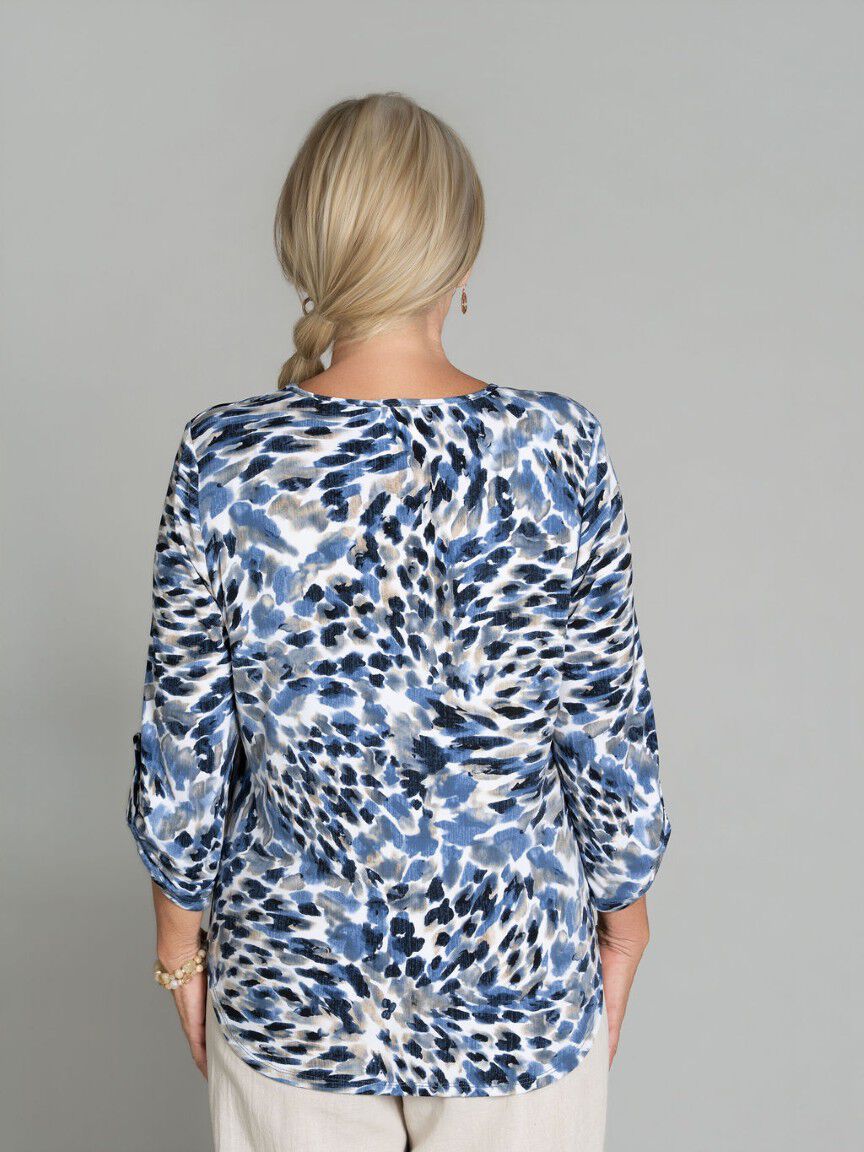 3/4 Sleeve Top With V-Neckline