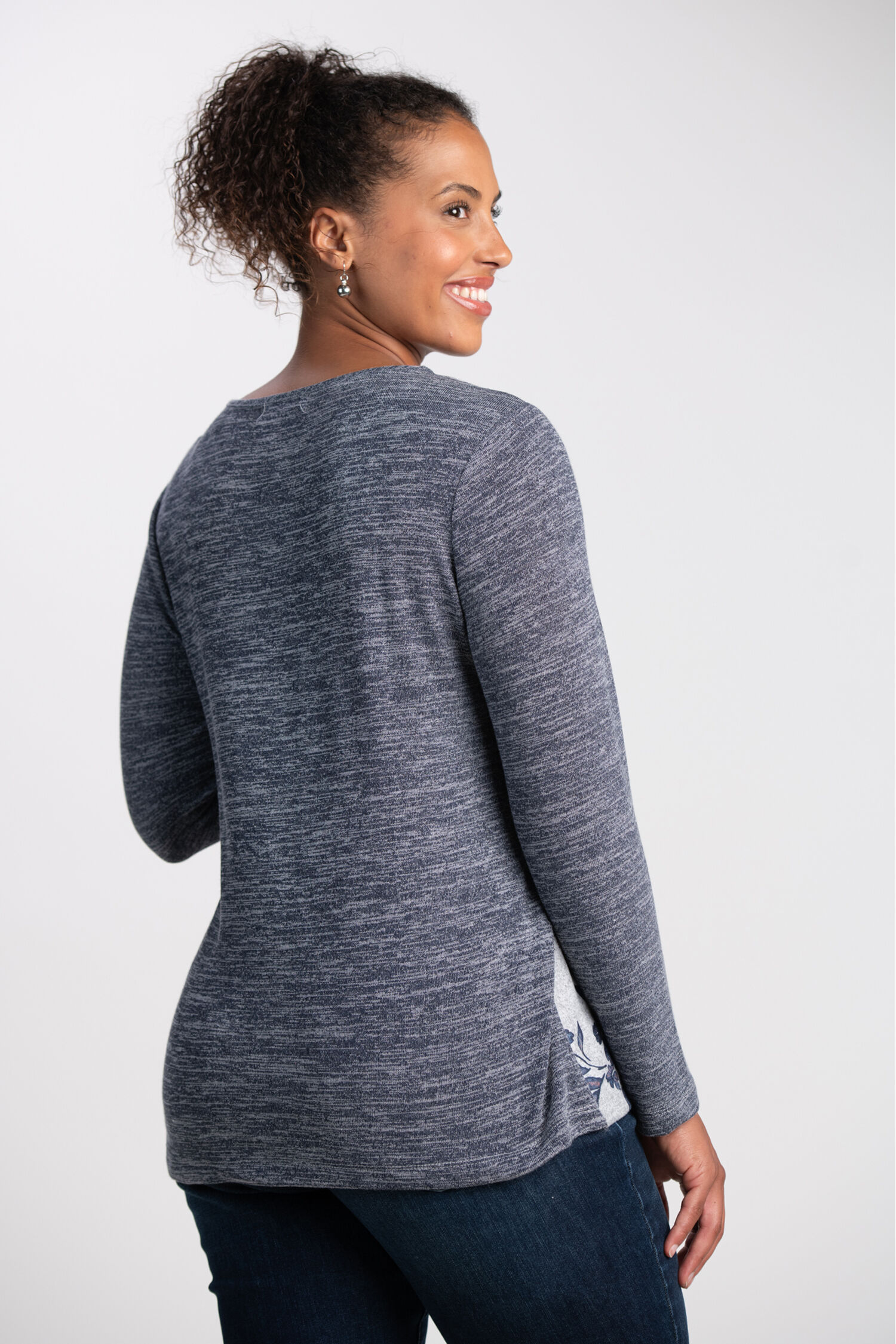 Mixed Media Long Sleeve Top  Image 2