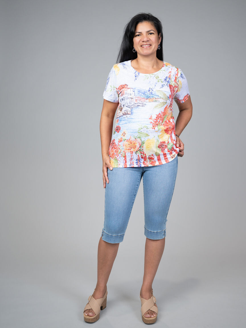 Audrey Mid-Rise Pull-On Slim Capri