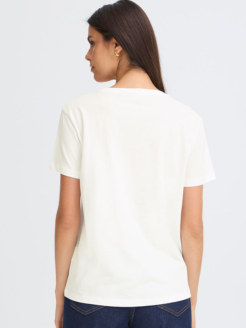 Short Sleeve Cotton T-Shirt With Embroidered Hearts