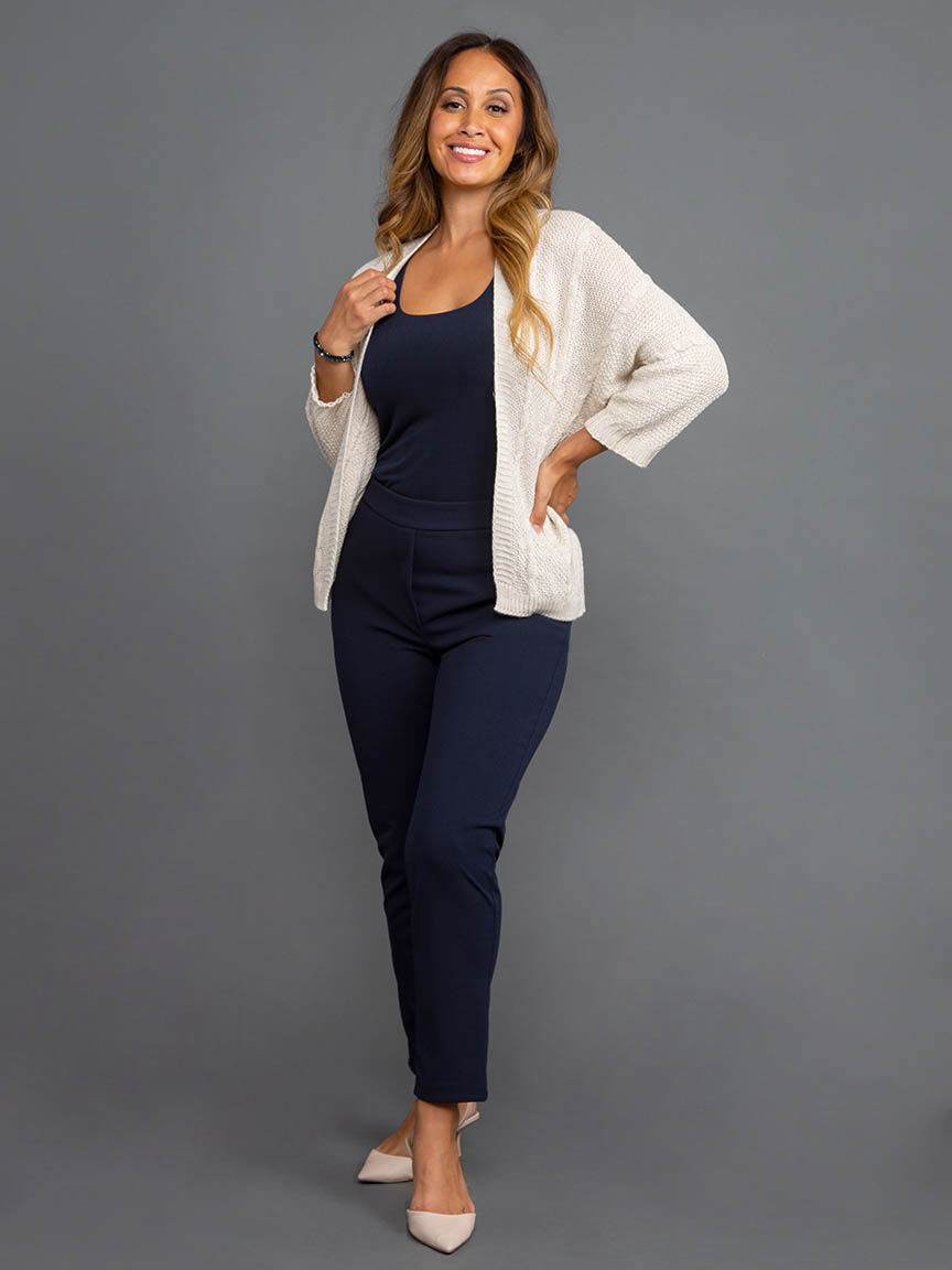 Cable Knit Open Front Cardigan Image 1