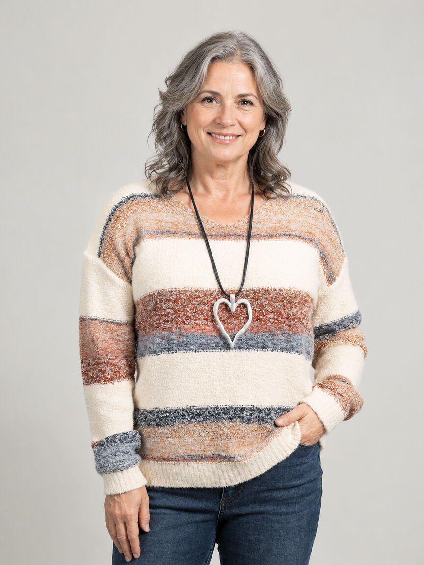 Boucle Yarn V-Neck Sweater