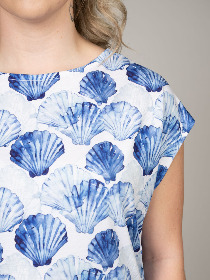 Short Sleeve Shell Print Top