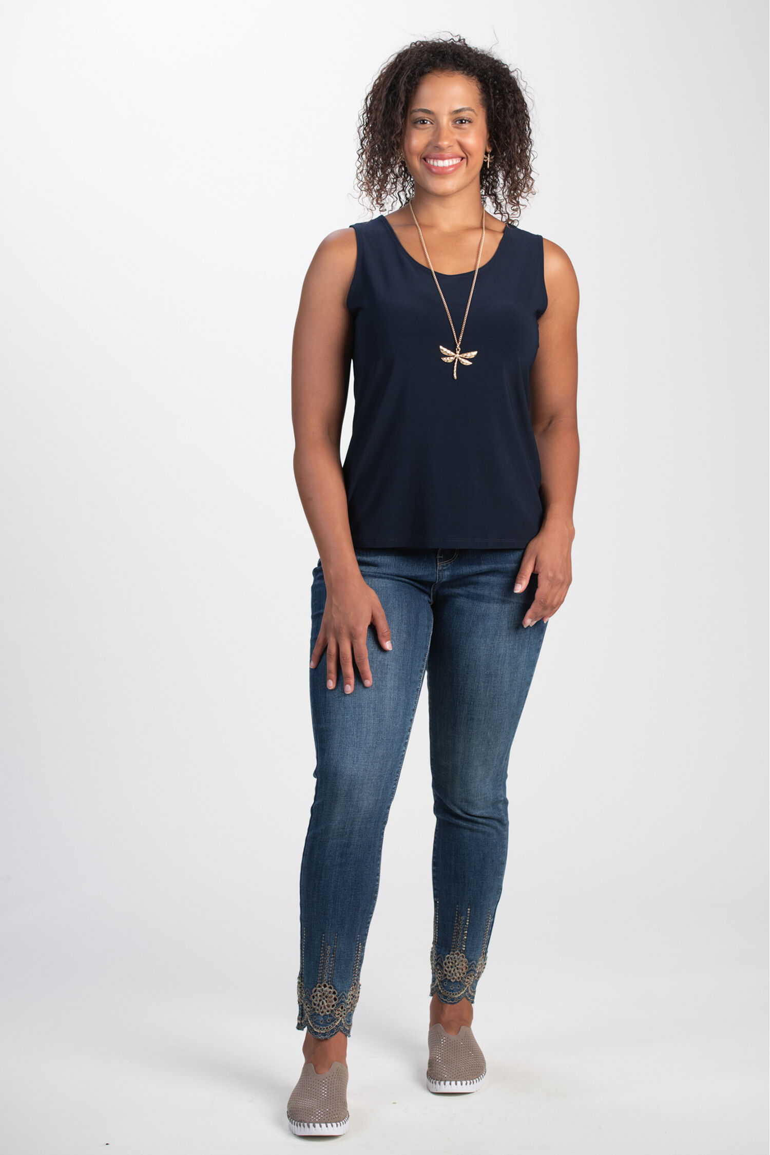 Scallop Hem Embroidered Jeans Image 2