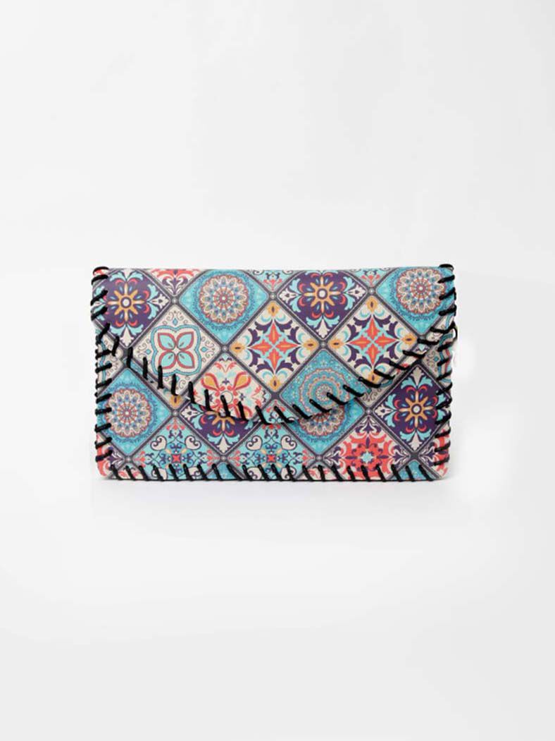 Mosaic Print Vegan Leather Crossbody Bag Image 2