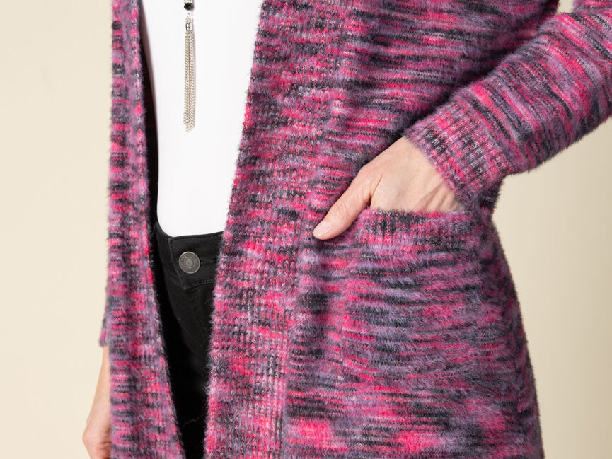 Long Sleeve Space Dye Cardigan Sweater