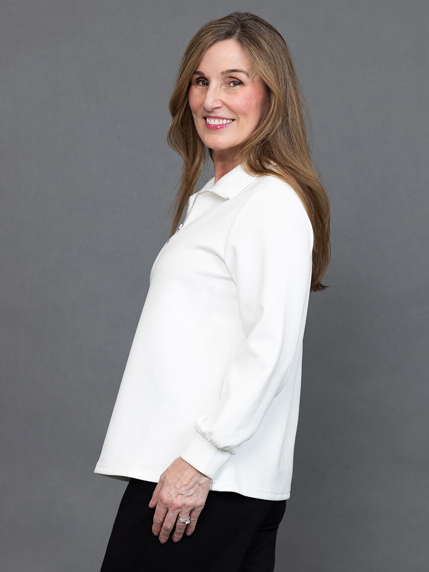 Zip Neck Scuba Knit Pullover 