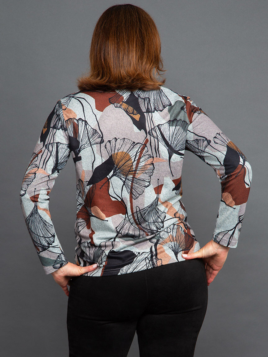 Long Sleeve Scoop Neck Floral Print Top Image 4