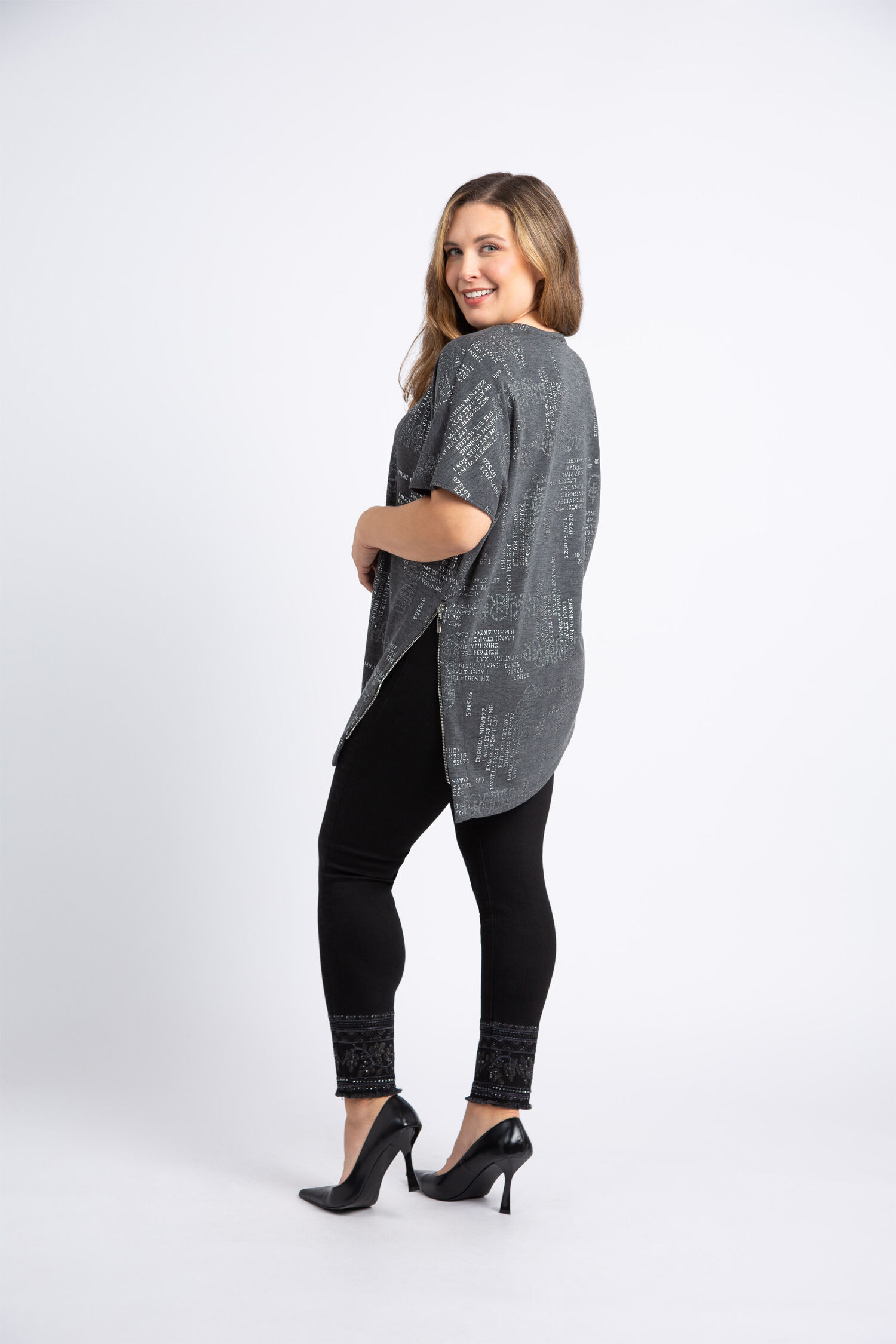 Embellished Side Zip Short Sleeve Top Image 5