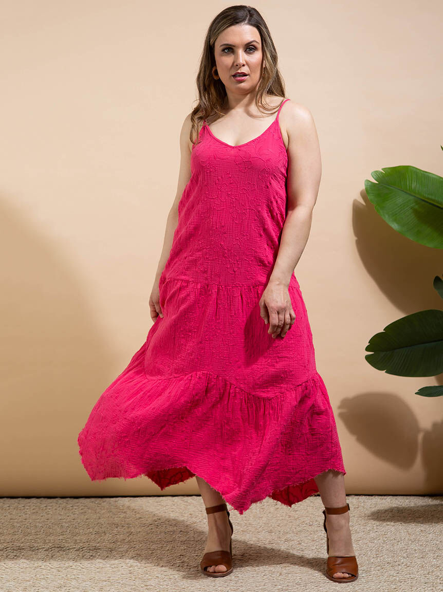 Cotton Handkerchief Maxi Dress with Adjustable Straps Image 1