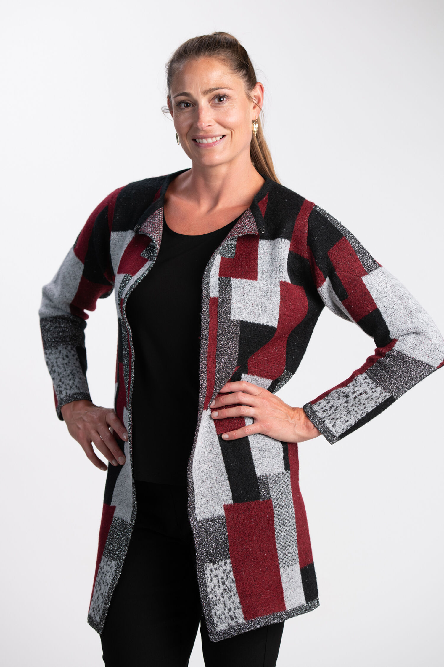 Color Block Lurex Cardigan Image 2