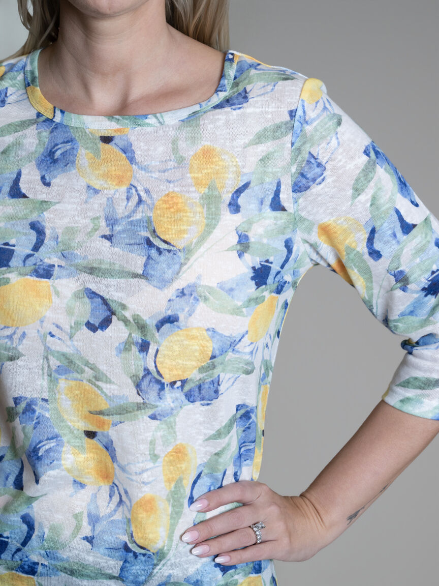 Elbow Sleeve Crew Neck Top