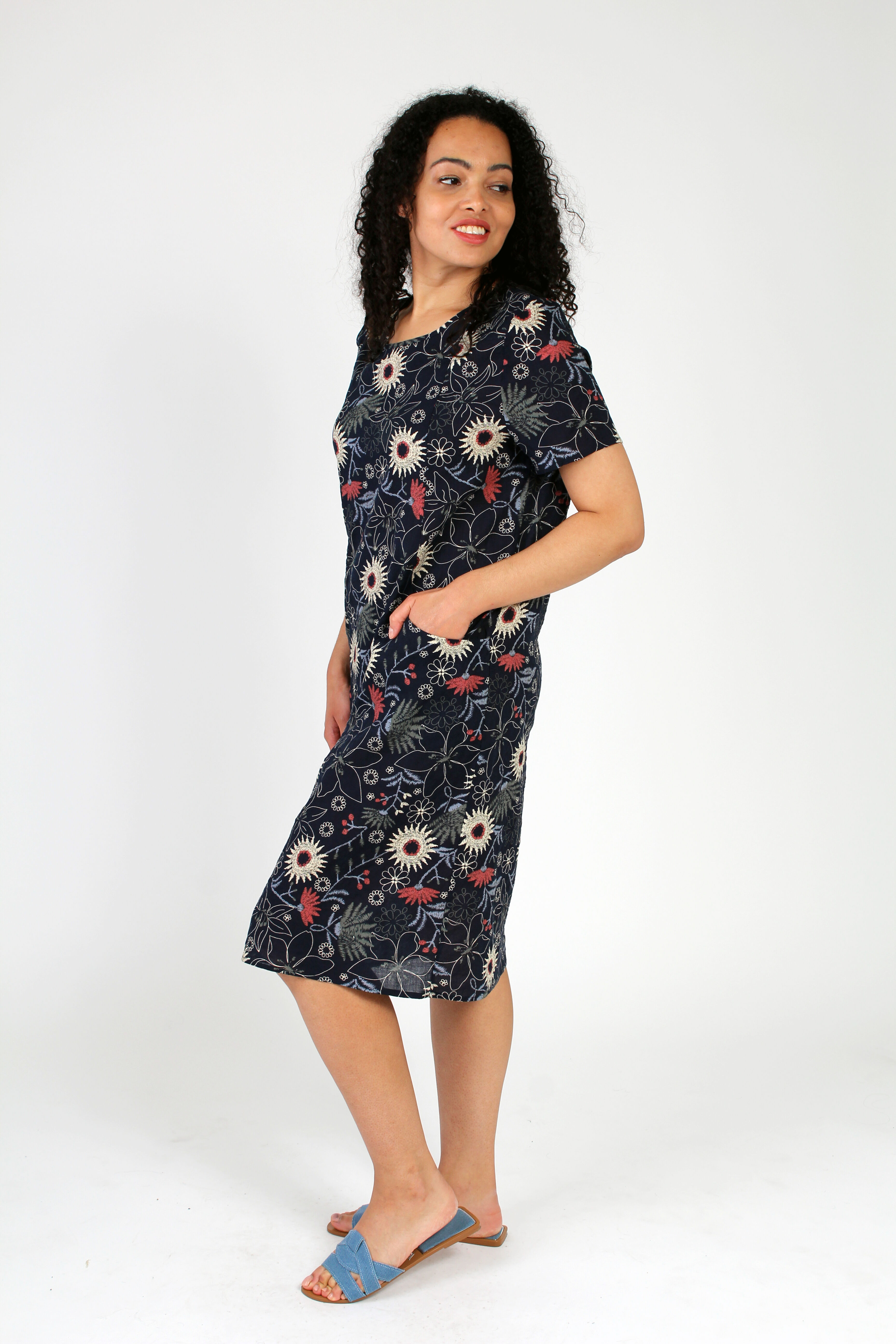 Short Sleeve Floral Midi Dress Image 2