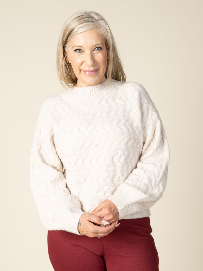 Crew Neck Cable Knit Sweater