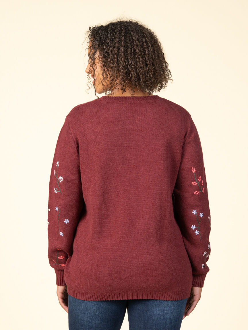 Flower Print Crew Neck Sweater Image 2