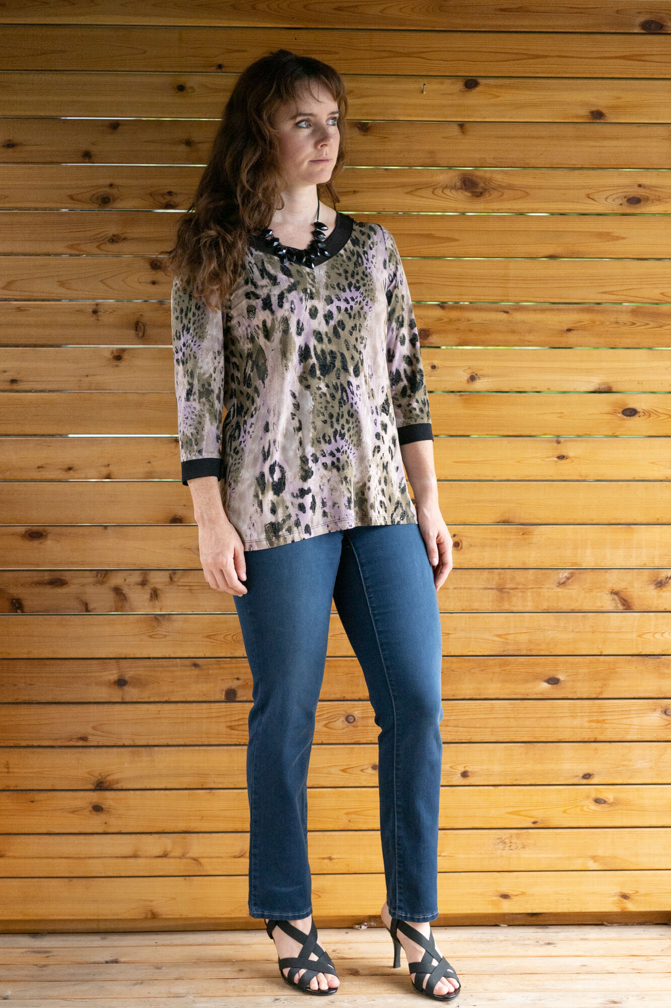 Cheetah Mesh V-Neck Shirt  Image 3