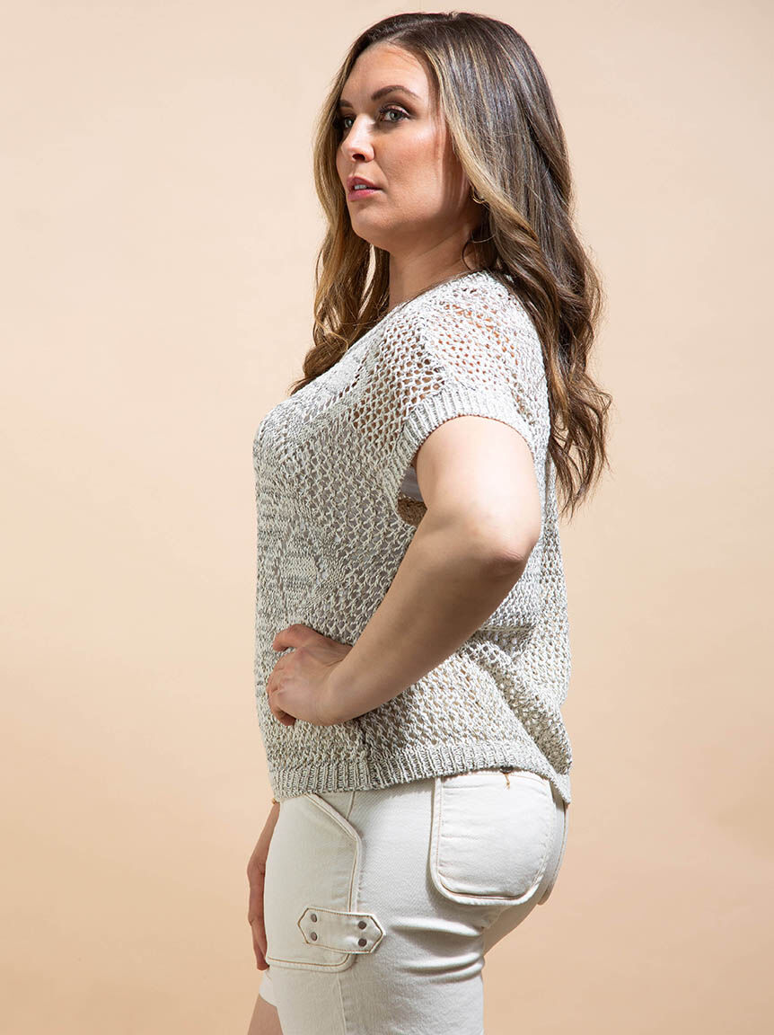 Cap Sleeve Knit Top Image 3