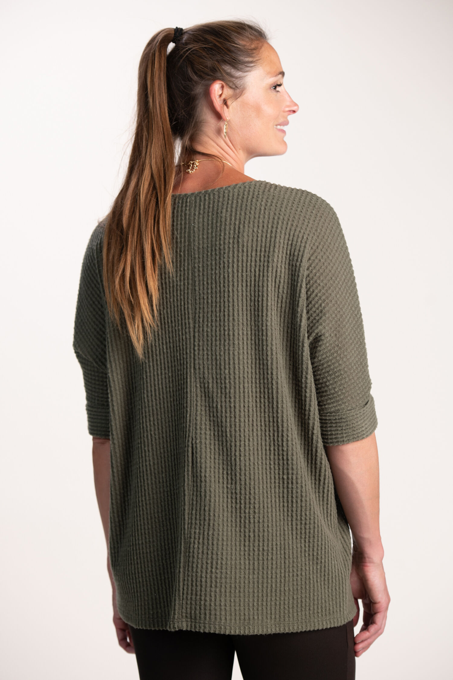 Waffle Knit Batwing Top  Image 3