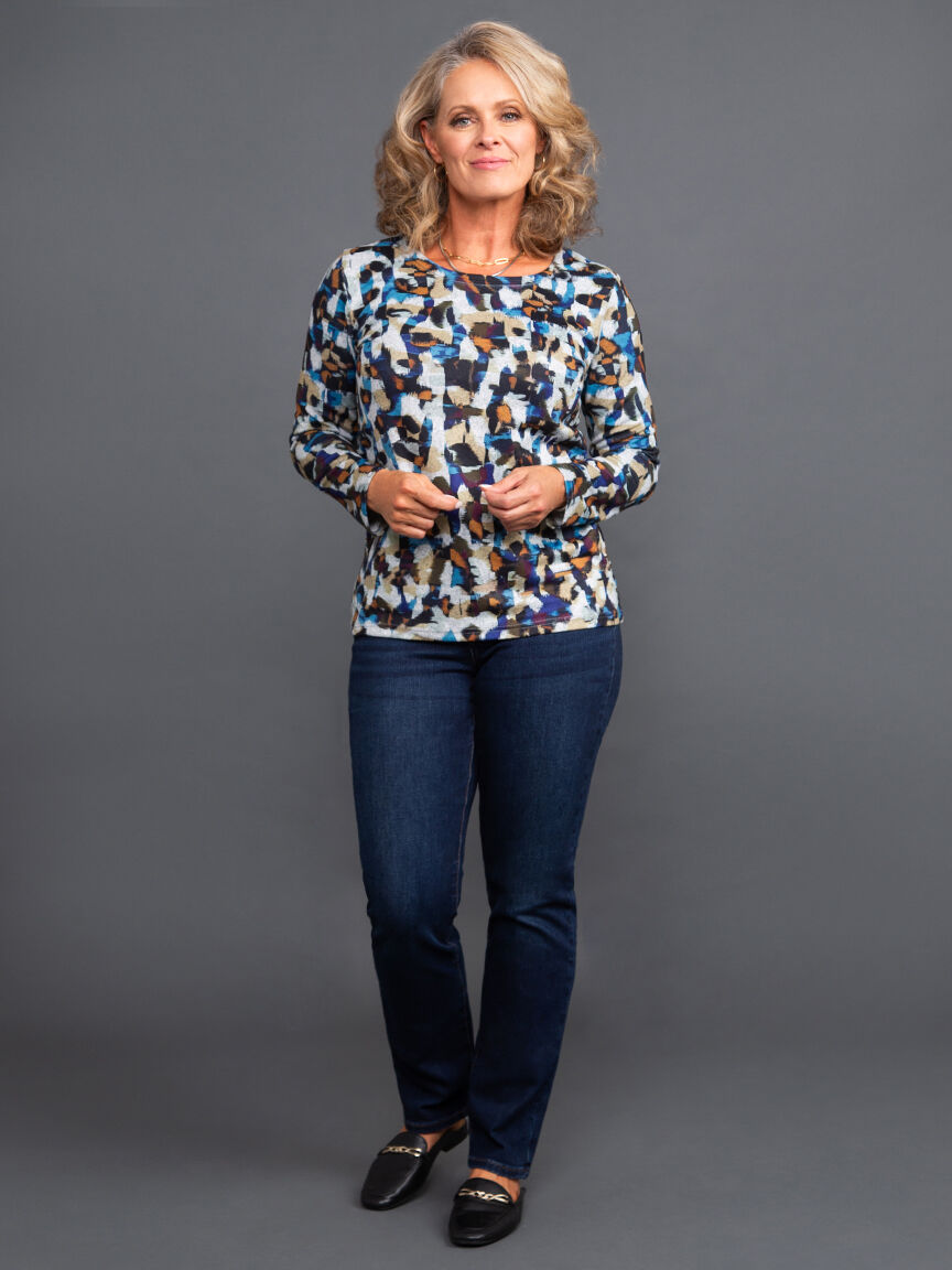 Long Sleeve Scoop Neck  Top Image 1